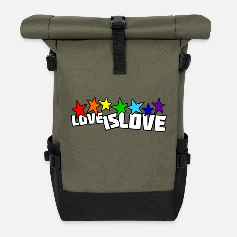 Love is Love - Rolltop Rucksack - Olive/Schwarz
