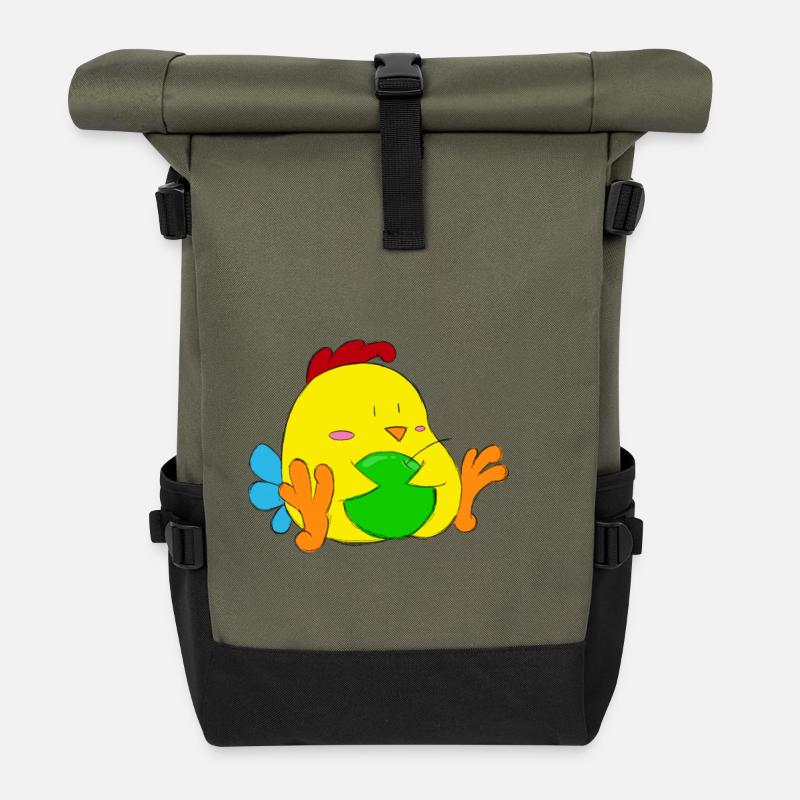 Hähnchen - Rolltop Rucksack - Olive/Schwarz