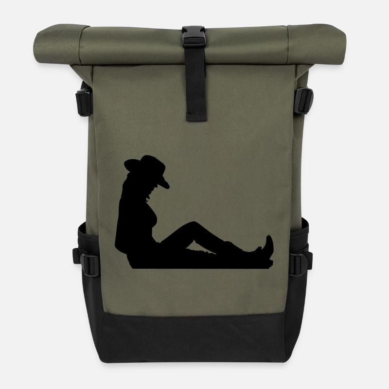 usa fille - Sac à dos roll top - olive/noir