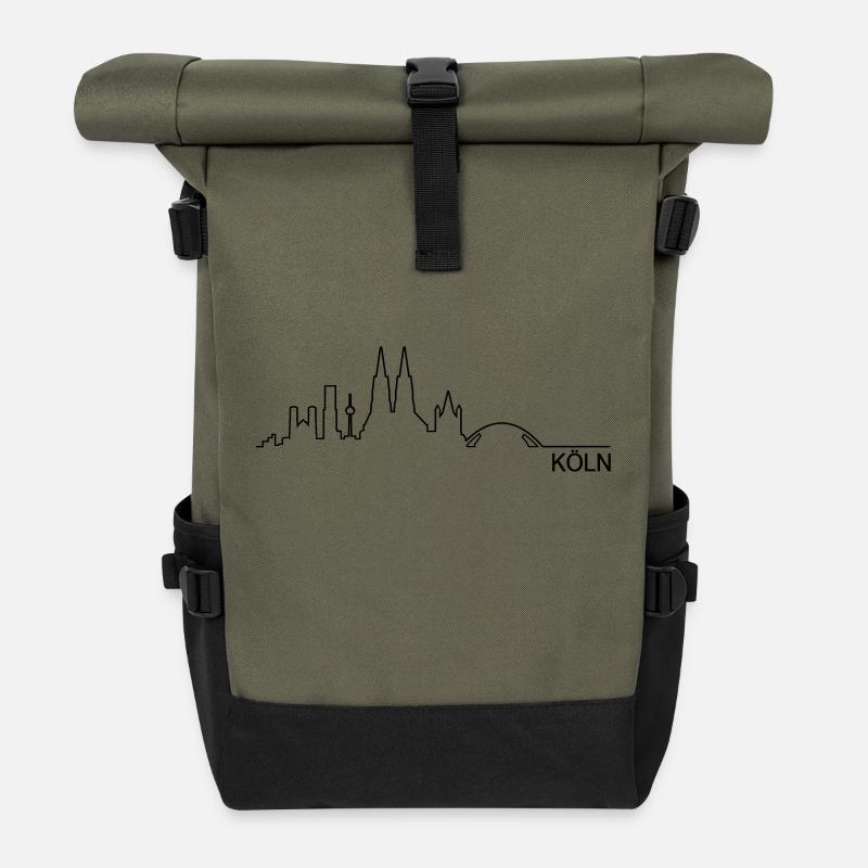 Skyline Köln Linie - Rolltop Rucksack - Olive/Schwarz