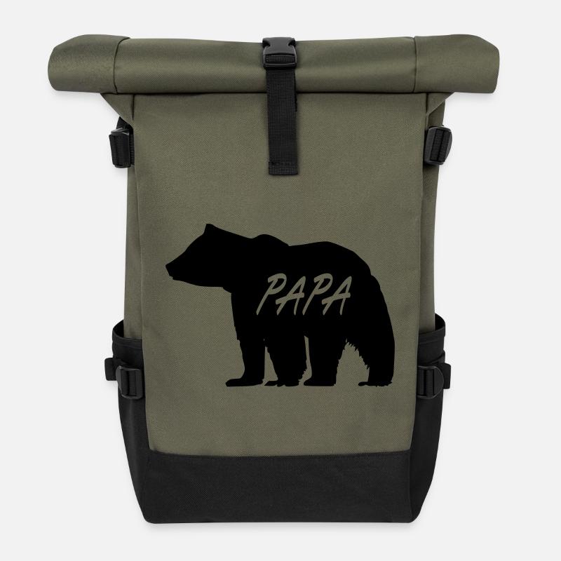 Papa Ours - Sac à dos roll top - olive/noir