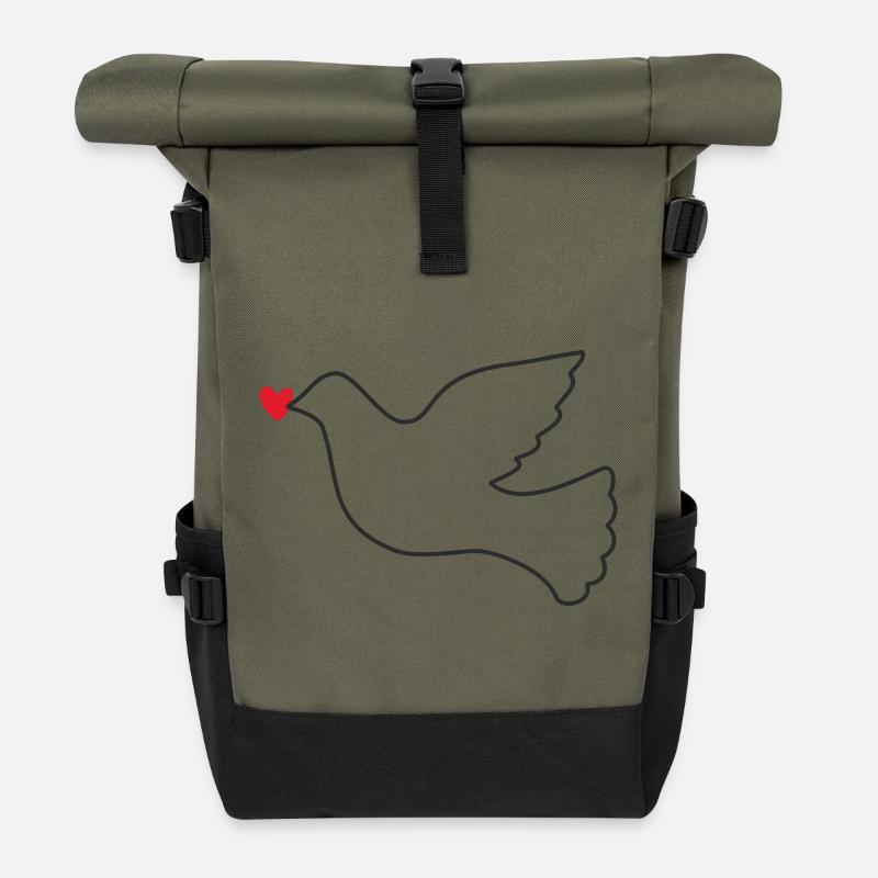 Colombe de la Paix Paix Liberté - Sac à dos roll top - olive/noir