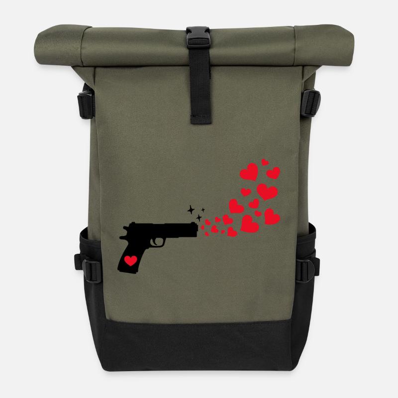 Friedensbewegung Herz Frieden Liebe Statement - Rolltop Rucksack - Olive/Schwarz