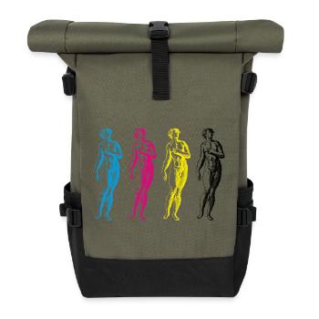CMYK Statuen - Rolltop Rucksack - Olive/Schwarz - Vorne
