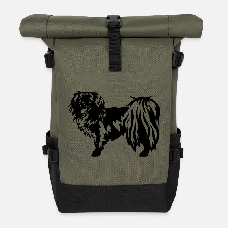Tibet Spaniel - Rolltop Rucksack - Olive/Schwarz