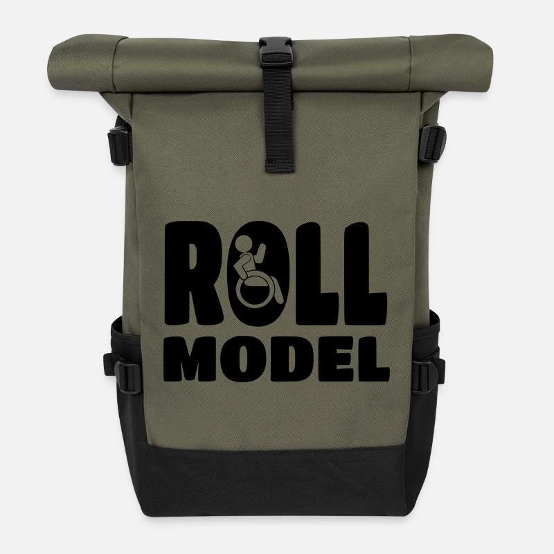 Jeder Rollstuhlfahrer ist ein Vorbild * - Rolltop Rucksack - Olive/Schwarz