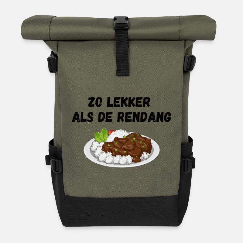 So lecker wie der Rendang - Rolltop Rucksack - Olive/Schwarz