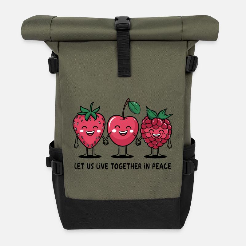 Baies de la paix - Sac à dos roll top - olive/noir