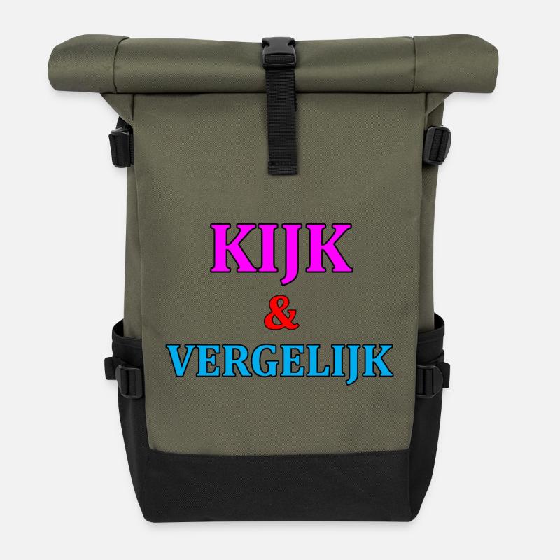 Look & Compare Motivation Imprimer - Sac à dos roll top - olive/noir
