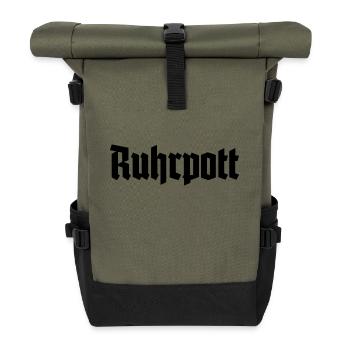 Ruhrpott - Pott - Bergbau - Kumpel - Ruhr - Shirt - Rolltop Rucksack - Olive/Schwarz - Vorne