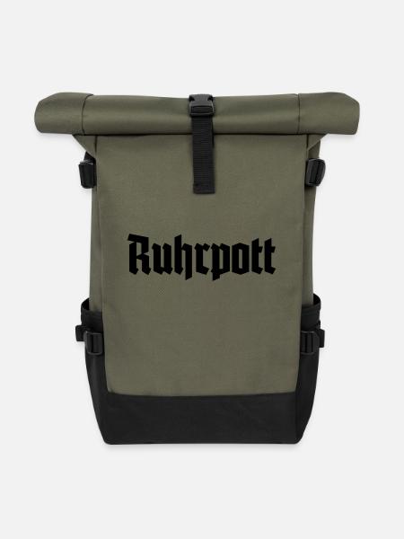 Ruhrpott - Pott - Bergbau - Kumpel - Ruhr - Shirt - Rolltop Rucksack - Olive/Schwarz