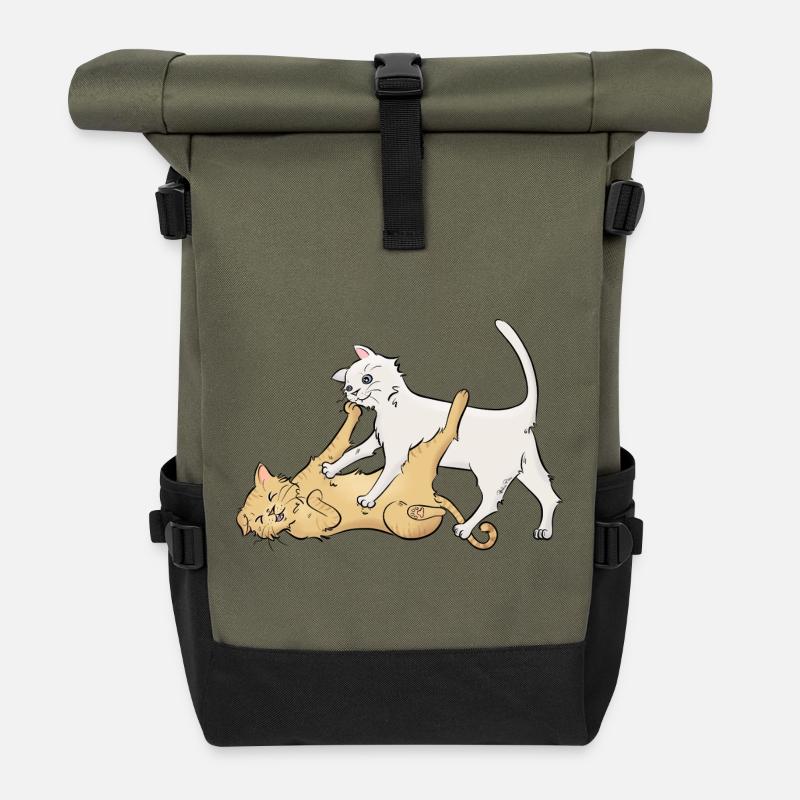 Chat-touille - Sac à dos roll top - olive/noir