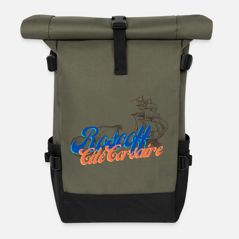 Roscoff Brittany Vintage Sailing Yachts - Roll Top Backpack - olive/black