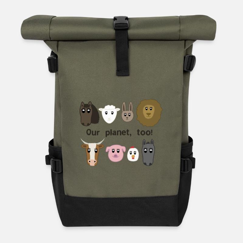 Notre planète - Sac à dos roll top - olive/noir