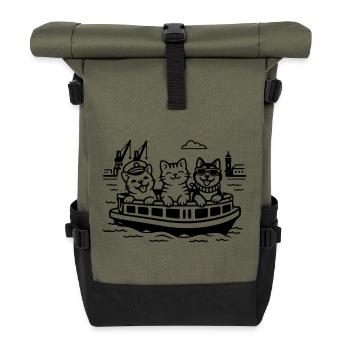 Harbour Cats Dogs Harbour Cruise Hamburg - Roll Top Backpack - olive/black - Front