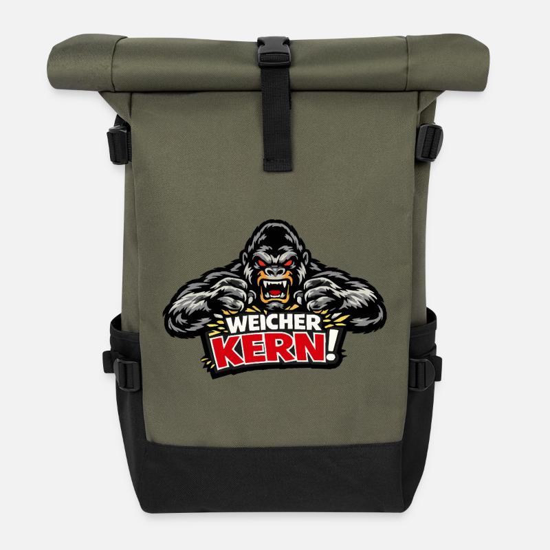 Soft Core - Evil Gorilla Spell - Roll Top Backpack - olive/black