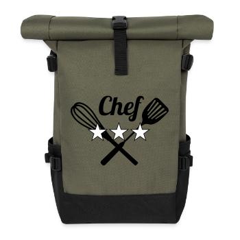 Chef - Kitchen - Cook - Roll Top Backpack - olive/black - Front