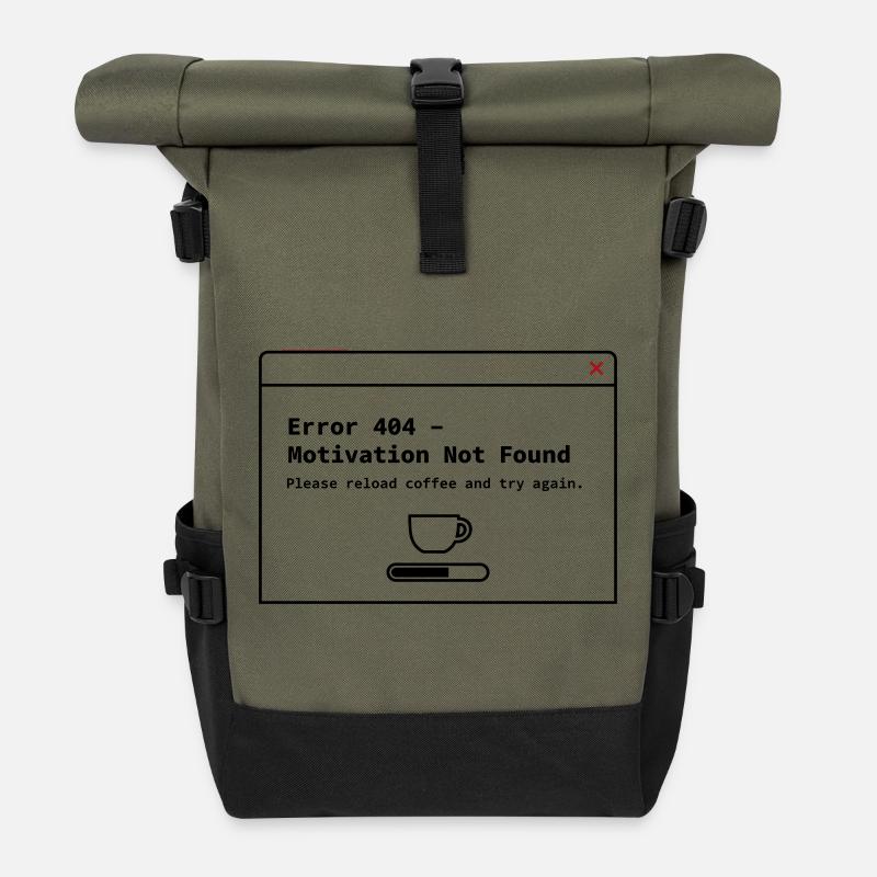 404 Motivation nicht gefunden– System Error Coffee - Rolltop Rucksack - Olive/Schwarz