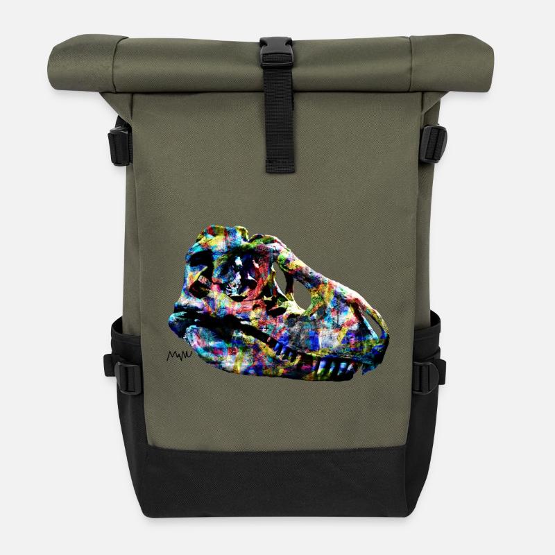tarbosaurus - Roll Top Backpack - olive/black