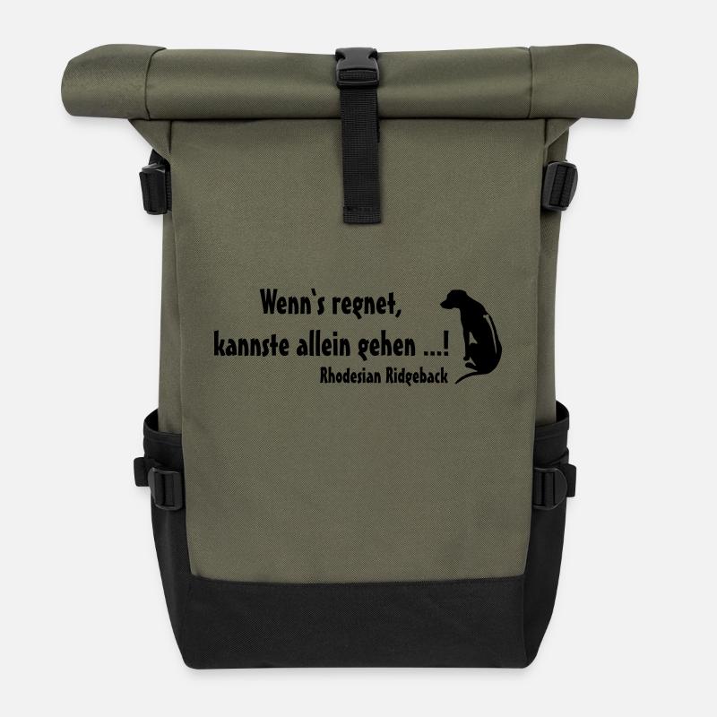 Rhodesian Ridgeback Regen - Rolltop Rucksack - Olive/Schwarz