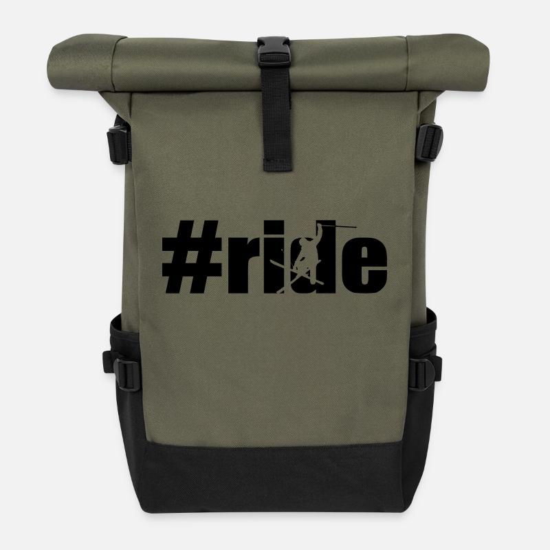 monter ski freeride - Sac à dos roll top - olive/noir