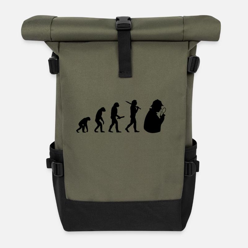 sherlock holmes Evolution Fortschritt Entwicklung - Rolltop Rucksack - Olive/Schwarz