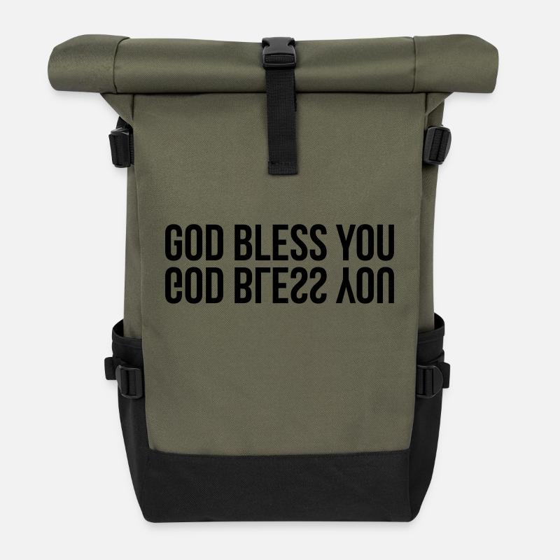chrétien / chrétienne / catholique / religion - Sac à dos roll top - olive/noir