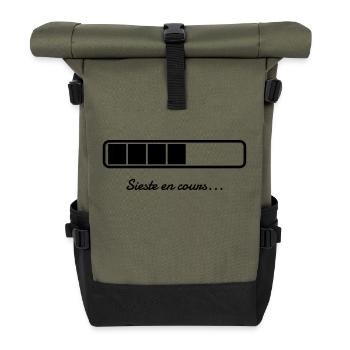 Sieste en cours - Humour - Drôle - Blague - Fun - Sac à dos roll top - olive/noir - Devant