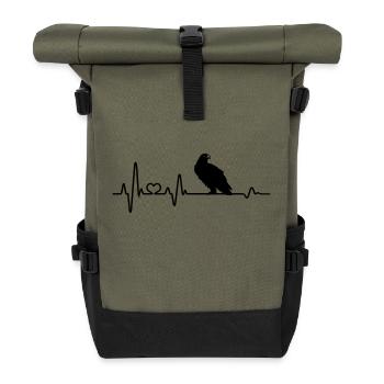 Herzschlag Adler Raubvogel EKG - Rolltop Rucksack - Olive/Schwarz - Vorne