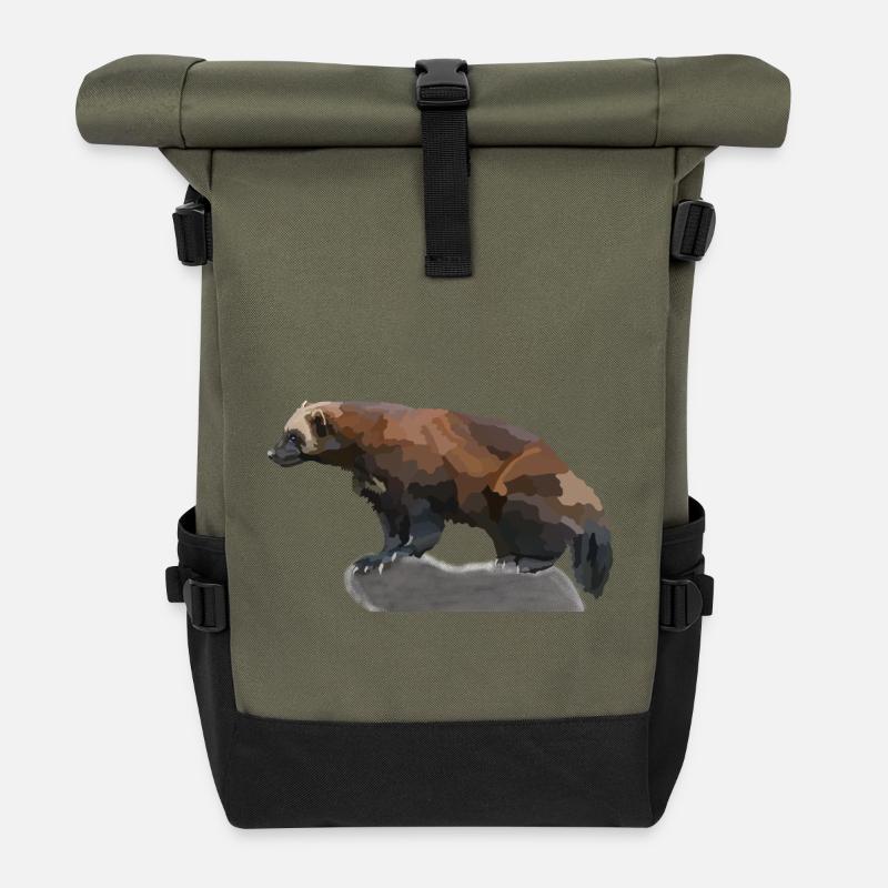 Verena, the wolverine - Roll Top Backpack - olive/black