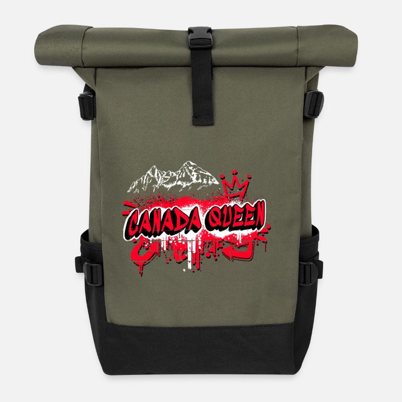 Kanada Queen Flaggen Graffiti Design - Roll Top Backpack - olive/black