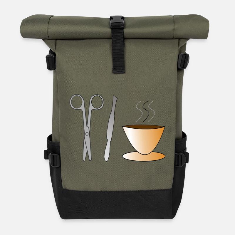 Chirurg Chirurgin Chirurgie OP Kaffee Geschenk - Rolltop Rucksack - Olive/Schwarz
