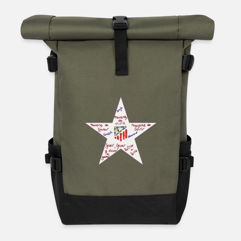 Silberner Stern von Aleti und emblematische Phrasen - Rolltop Rucksack - Olive/Schwarz