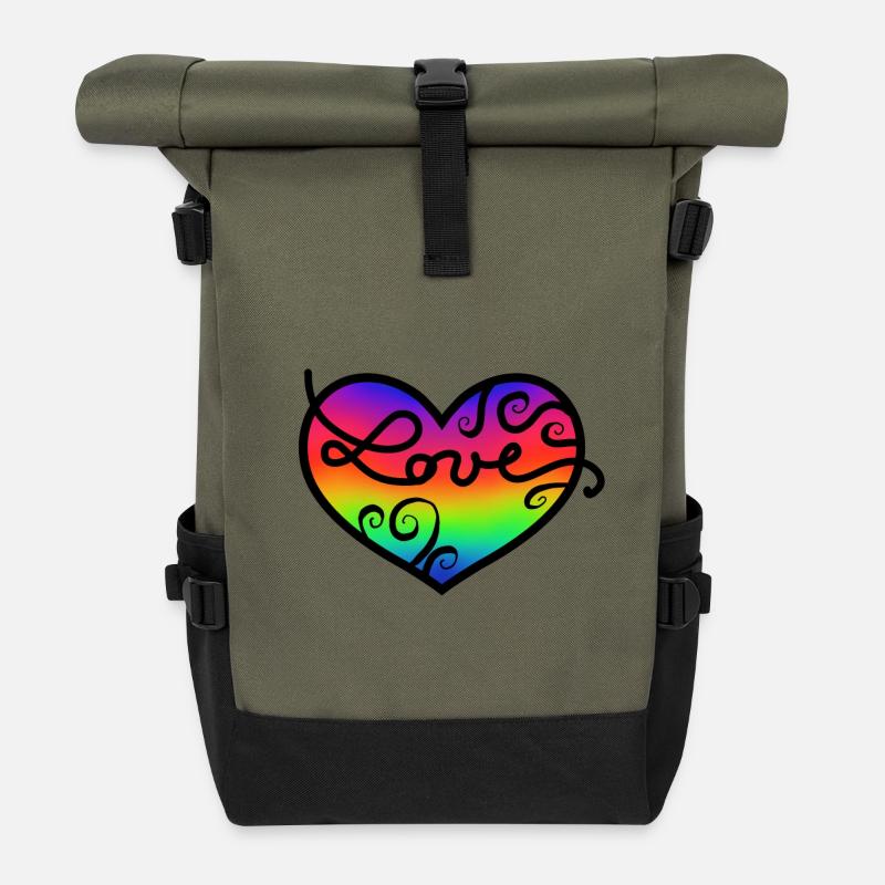 Love - Roll Top Backpack - olive/black