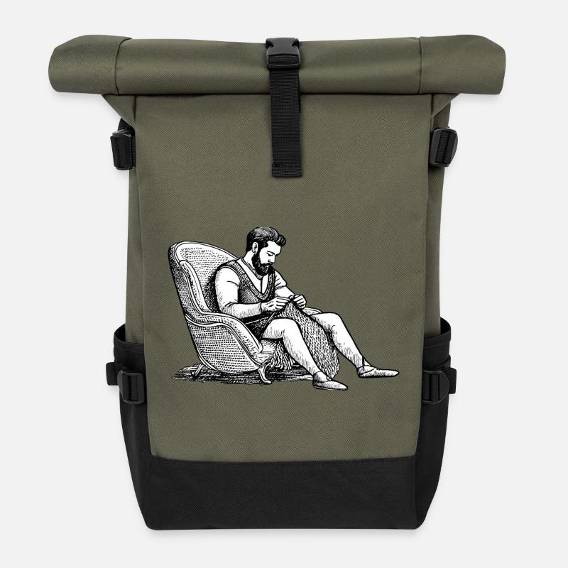 Stricken Wikinger - Rolltop Rucksack - Olive/Schwarz