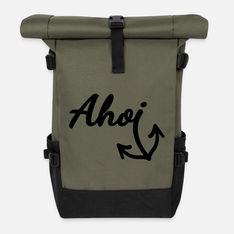 Ahoi (Farbe anpassbar) - Rolltop Rucksack - Olive/Schwarz