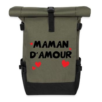 Maman d'Amour - Muttertag - Rolltop Rucksack - Olive/Schwarz - Vorne