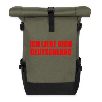 Ich liebe dich deutschland - Rolltop Rucksack - Olive/Schwarz - Vorne