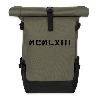 Römische Zahl Geburtsjahr Made in 1963 - Rolltop Rucksack - Olive/Schwarz - Vorne