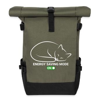Cat in power saving mode - Roll Top Backpack - olive/black - Front