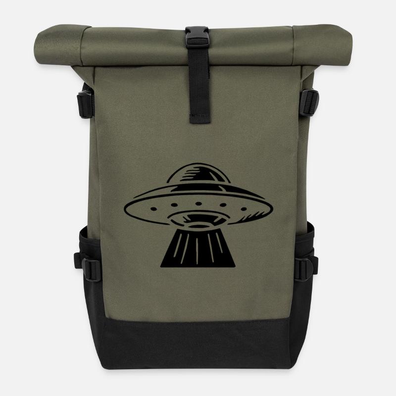 ufo uap Space Untertasse UFO schwarz - Rolltop Rucksack - Olive/Schwarz