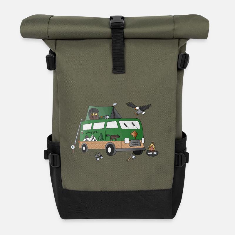 Aventure dans le camping-car à bagages - Sac à dos roll top - olive/noir