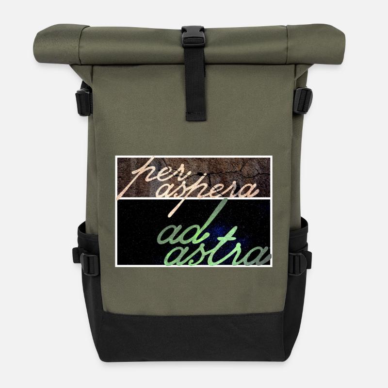 Per Aspera Ad Astra - Rolltop Rucksack - Olive/Schwarz