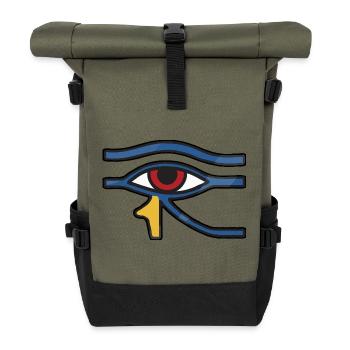 Auge des Horus Blaue Linie - Rolltop Rucksack - Olive/Schwarz - Vorne