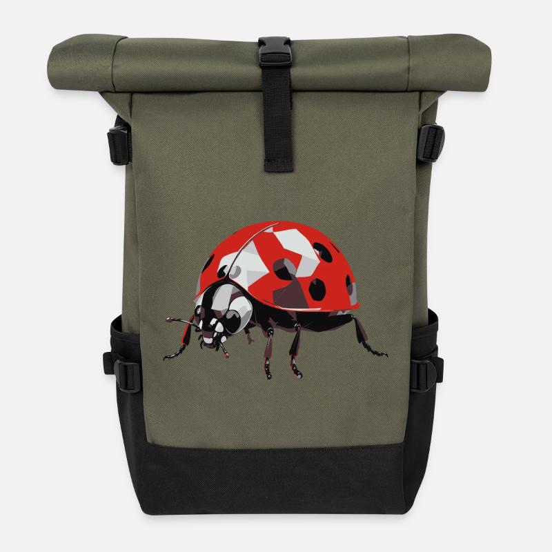 Coccinelle3 - Sac à dos roll top - olive/noir