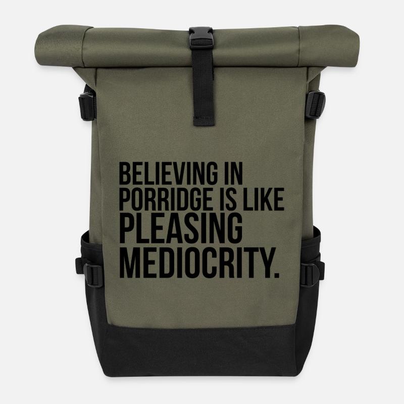 GIUDAN Anti-Porridge Statement Shirt - believing  - Rolltop Rucksack - Olive/Schwarz