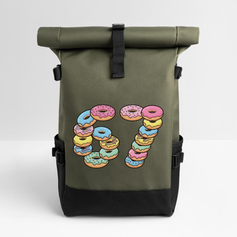 Pastel Donut Stack 67 Pattern Roll Top Backpack