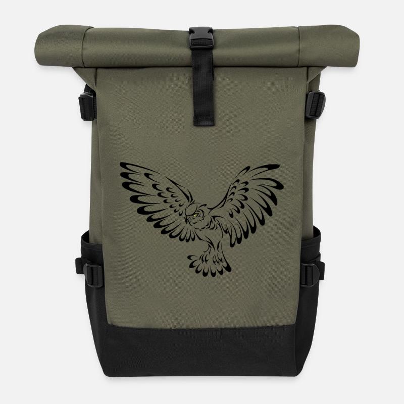 Hibou - Sac à dos roll top - olive/noir