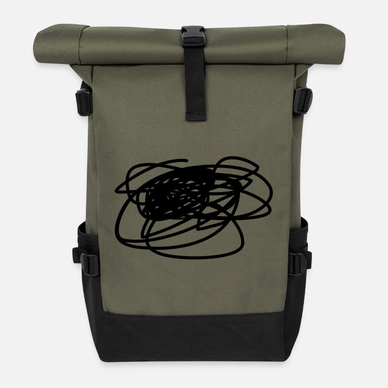 gribouillage - Sac à dos roll top - olive/noir