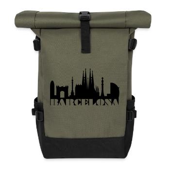 Barcelona Skyline Spanien - Rolltop Rucksack - Olive/Schwarz - Vorne